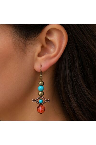 LeylanTakı Women's Turquoise Stone Bohemian Earrings Bijouterie Trendy Stylis...