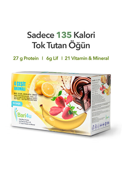Bari4u Whey Protein Öğün Yerine 16 Şase 27g Protein 6g Lif 135 Kalori 4 Aroma