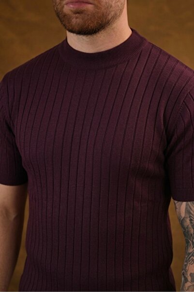 ModaYaren Men's Ribbed Detailed Biscilet Collar Regular T-Shirt -Mdy-10248