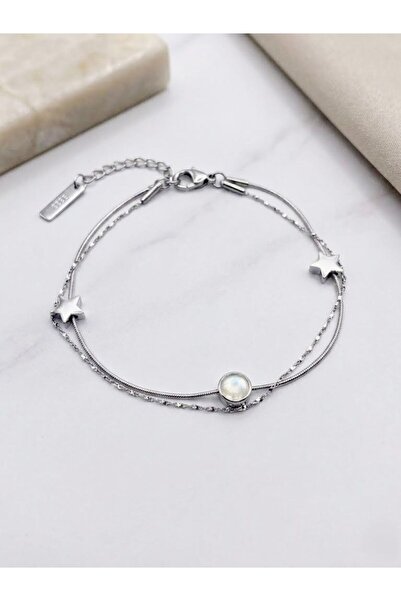 aurora dükkan Steel Star Sequin Figured Chain Bracelet