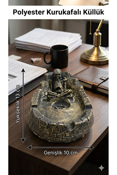çınaroğlu avm Modern Kurukafalı Tasarım dekoratif Porselen Küllük 15 CM