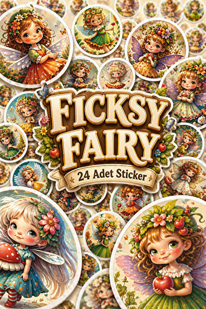 Ficksy Cute Fairy Sticker Set - 24 Pieces Round Label Stickers