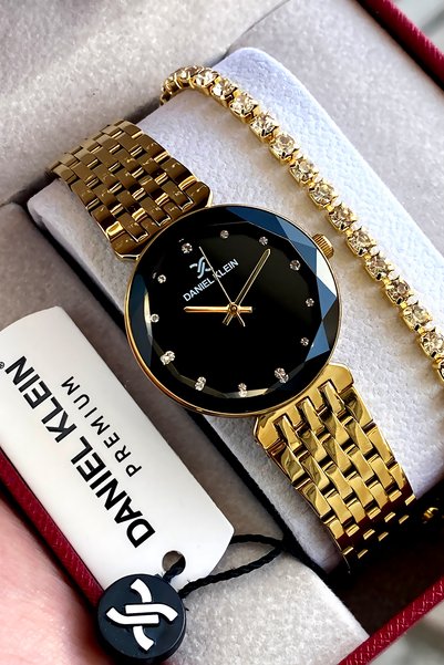 Daniel Klein Jubile Steel Cord Original Gold Color Women's Wristwatch Bracelet with Gift