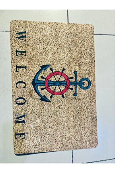 abnturk 40x60cm welcome home desenli kapı önü ve banyo paspası, çok amaçlı la...
