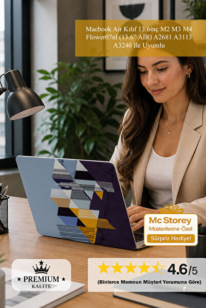Mcstorey Macbook Air Kılıf 13.6 Inç M2-m3-m4 Uyumlu Tangram01nl (AİR 13.6") A...