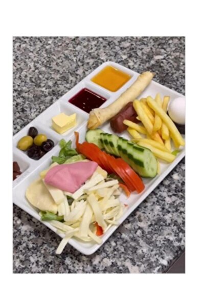 abnturk Kırılmayan Kahvaltı Sunum Tabağı 33x26cm Kahvaltılık 6 Bölme Sağlıklı...
