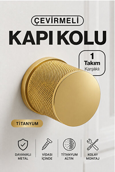 Badem10 (1 set-pereche) Mâner de ușă Rock-O din titan auriu, cu apăsare, din ...