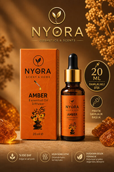 NYORA Amber 20 ml Damlalıklı Difizör ve Buhurdanlık Esansiyel Yağ