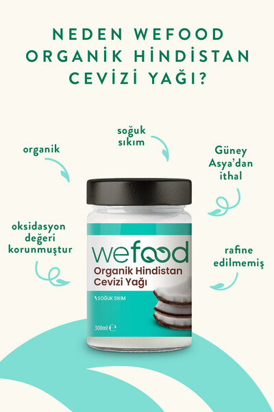 Wefood Organik Hindistan Cevizi Yağı 300 ml (Soğuk Sıkım)
