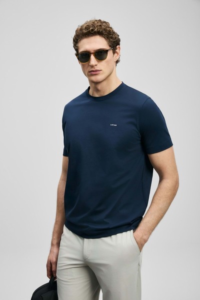 Lufian 111020321 Bran Modern Grafik T- Shirt Tişört Erkek Tişort LACİVERT