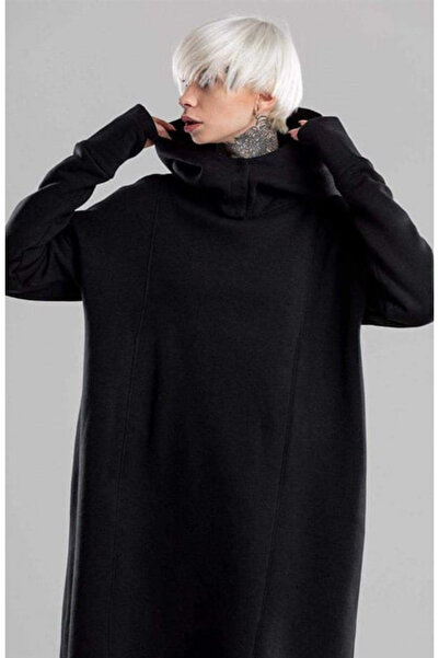 arakan Kadın Asimetrik Kesim Oversize Kapüşonlu Sweatshirt Elbise- K24 3020