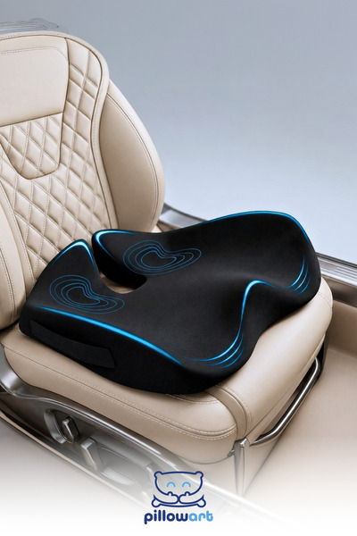 PİLLOWART Seat Booster Orthopedic Car Cushion – Sciatica Pain Relief