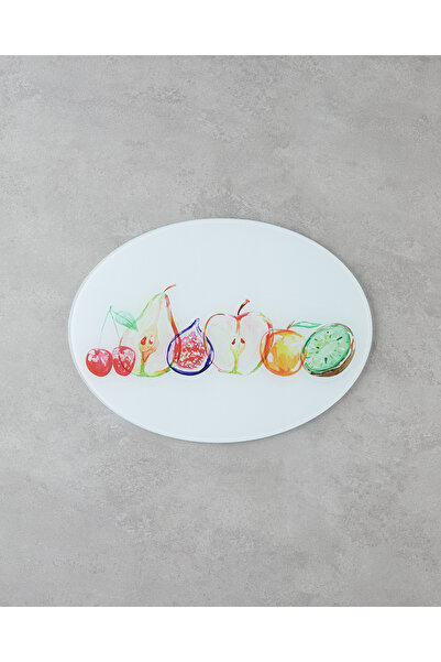 English Home Fruit Joy Cam Kesme Tahtası 38x28 cm Beyaz