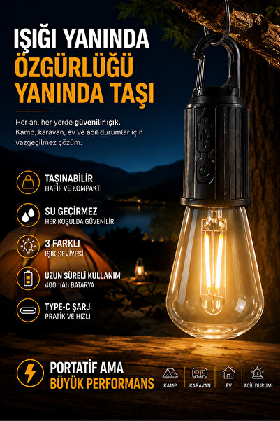 Arfseb Elde Taşınabilir Ve Asılabilir Kamp Feneri - Çadır, Piknik Ve Doğa Içi...