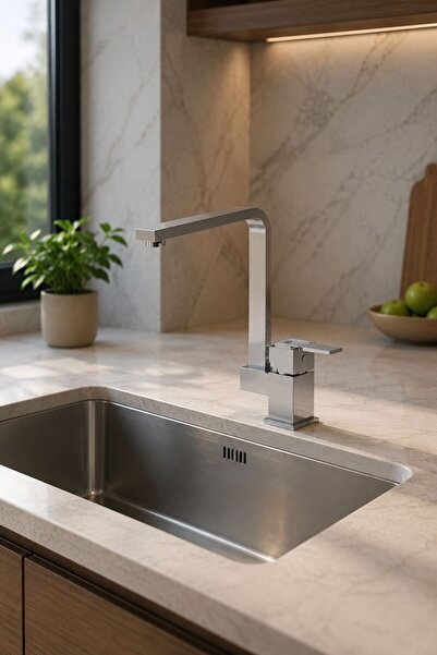 GPD MTE85 Ritmo Krom Tek Gövde Eviye Bataryası Modern Mutfak Musluğu
