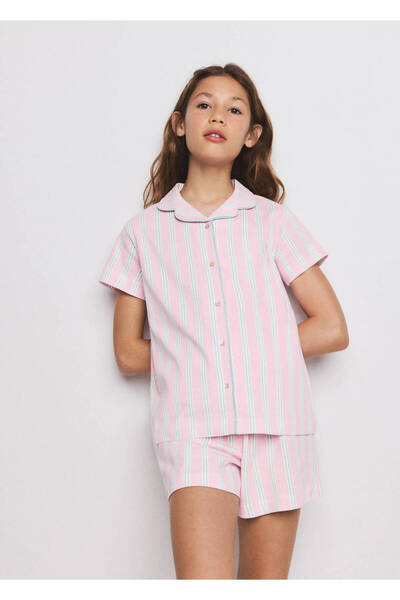 MANGO Kids Çizgili şort pijama takımı