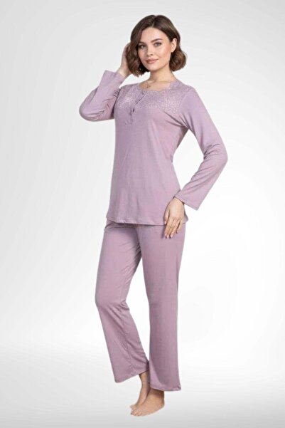 Mecit Pijama Mecit 6104 Gül Kurusu Kadın Büyük Beden Pijama Takımı