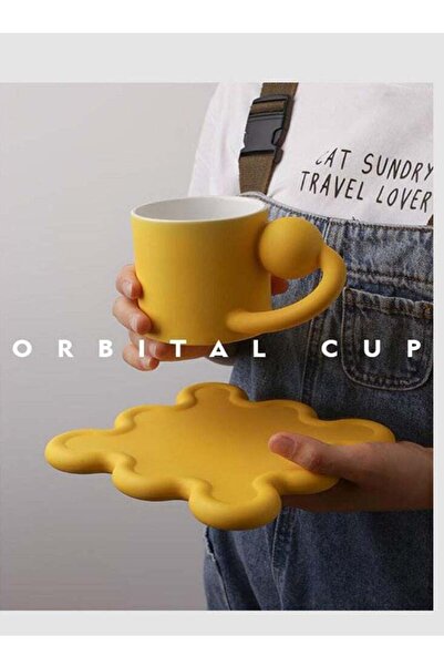 Yelajoy 2-Piece Ceramic Mug Set, Creative Drinking Cup 250ml, Yellow for Home...