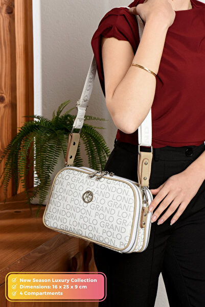 POLOGRAND London Geantă de umăr elegantă, originală, cu 4 compartimente, din ...