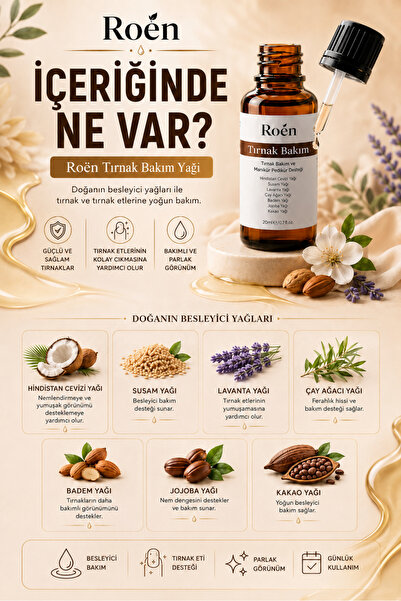 Roen Doğal Tırnak Besleyici Bakım Yağı, Tırnak Mantar, Tırnak Sertleştirme, Bakım Yağı 20 ml