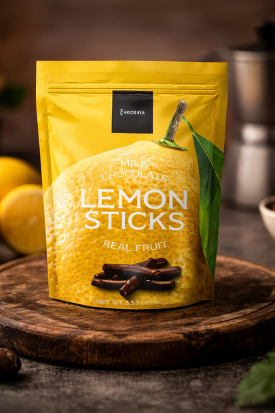 CHOCOVIA Limonlu Sütlü Çikolatalı STİCK (100 Gr.) - Meyveli Atıştırmalık