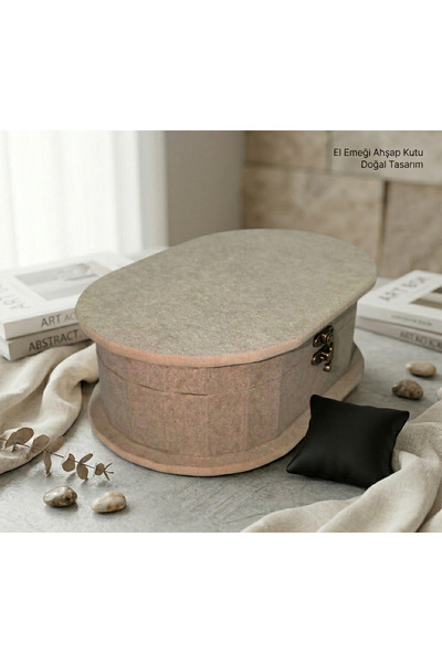 Home Wooden-Paintable-Medium-Sized Oval-Jewelry-Makeup-Accessory-Decorative-Multi-Purpose Box
