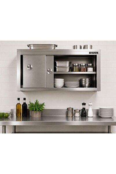sc sonsesconcept Paslanmaz Duvar Dolabı , Krom , Sürgü Kapaklı , 190x40x60