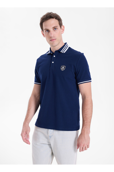 Mustang Lacivert Erkek Relaxed Nakışlı Polo T-Shirt M5SM-TST1356