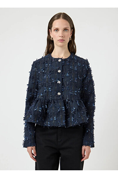 YAS. Yas Lacivert Kadın Nakışlı Ceket YASDIRA LS SHORT JACKET