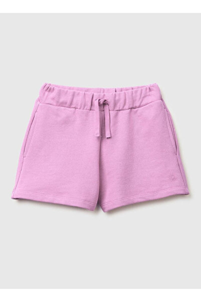 United Colors of Benetton Pembe Kız Çocuk İşlemeli Şort 3J68C903O