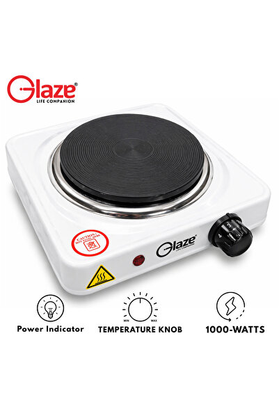 Glaze 1000W Single Burner Electric Hot Plate - Portable Countertop Stove with...
