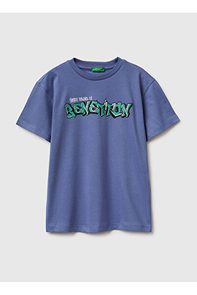 United Colors of Benetton Buz Mavisi Erkek Çocuk Baskılı T-Shirt 3I1XC10S4