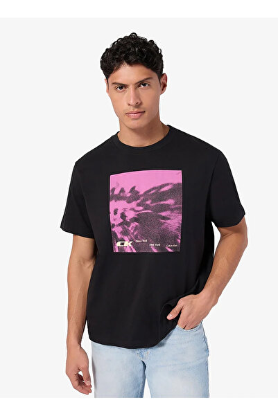 Calvin Klein Jeans Siyah Erkek T-Shirt LV04RE812GUB1 SS 20S 5AM CK FLORAL
