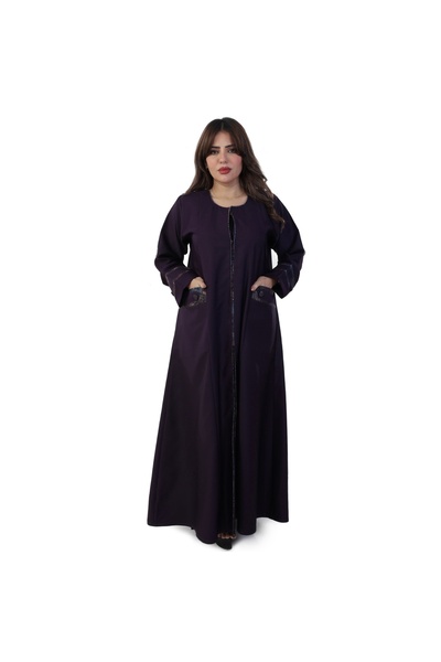 Lamir Burgundy and Jacquard Crepe Abaya, Modern Design