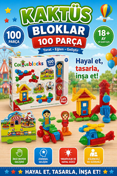Doğan Oyuncak Dünyası Cactus Block (100 Pieces) - Toy Toys - Toys - Block Set...