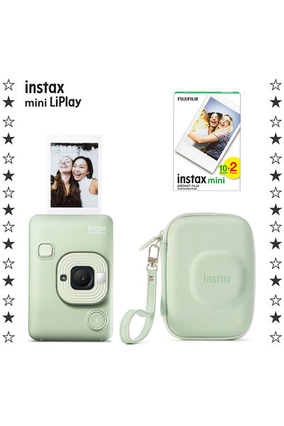 Fujifilm Instax mini LiPlay Matcha Green Fotoğraf Makinesi 20'li Film ve Çant...