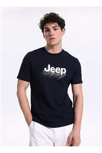 JEEP Lacivert Erkek Relaxed Baskılı T-Shirt J6SM-TST7307