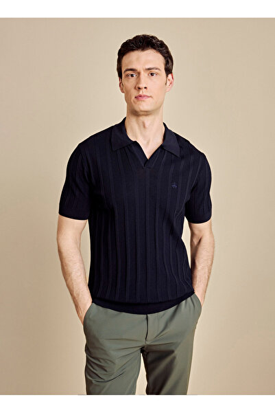 BROOKS BROTHERS Lacivert Erkek Standart Triko Kazak BBSS26MKL009