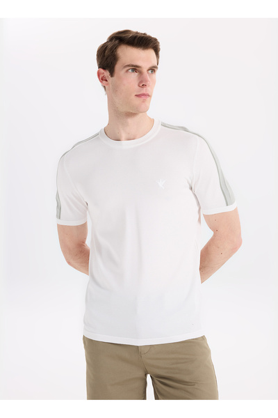 Fabrika Beyaz Erkek Düz Slim Fit Triko Kazak F6SM-KZK 2625