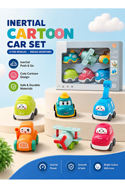 Premium Mini Cartoon Vehicle Toy Set Pull Back Cars Plane for Toddlers