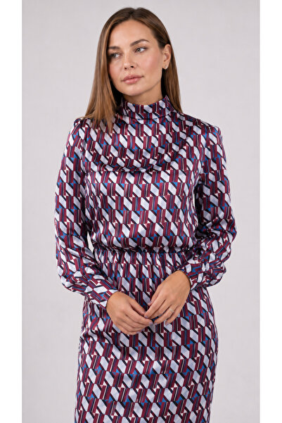 ileenofficial Çift Taraflı Giyilebilen Retro Desen Elbise