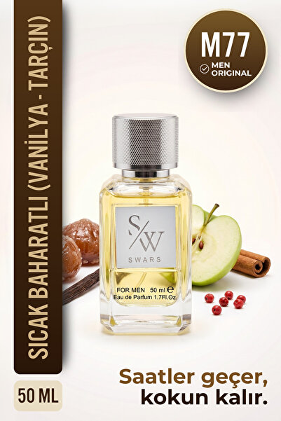 Swars Parfüm M77 Erkek Parfüm Baharatlı Aromatik Edp 50 ML Şekerli Kestane Va...