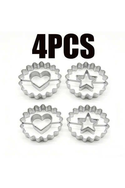 Choice3 4PCS Mixed Flower-shaped Cookie Cake Embossing Mold Jam Sandwich Vale...