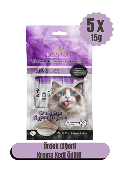 NOBİLUS Ördek Ve Ciğerli Kedi Krema Ödülü 5X15g