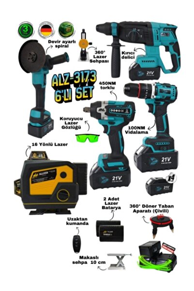 ALLİZER GERMAN ALZ-3173 Allizer 6’lı Profesyonel Set – 16 yönlü lazerli