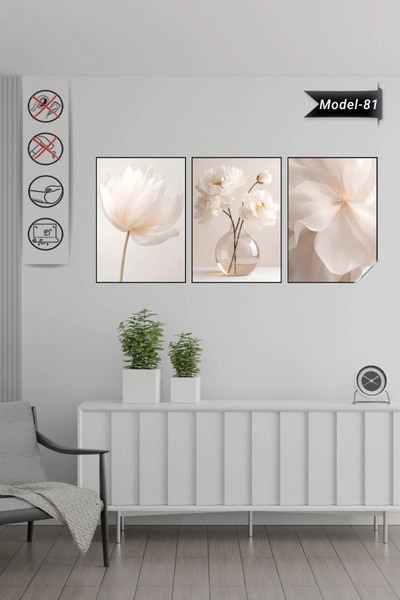 Akıllı Kağıt Statik Tutunma Özellikli Tablo - Poster Çiçek (Model- 81)