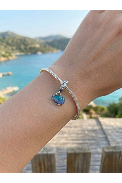 My Story Mavi Murano Camı Fil Sallantılı Charm
