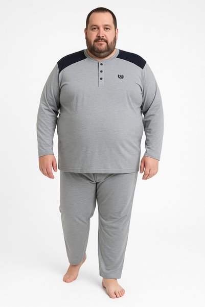 Mutlu City Men's High Quality Interlock Combed Cotton Plus Size Pajama Set 18540
