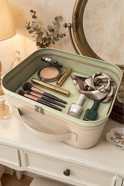 Markaflex Women's Makeup Bag with Large Compartments, Soft Care Travel Organizer Bag