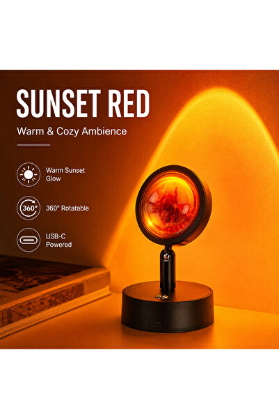 Axpeih Sunset Red LED Wall Lamp, Wireless Magnetic Bedside Night Light, USB R...